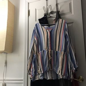Land Bryant multicolored striped plus size shirt with cinched belt
